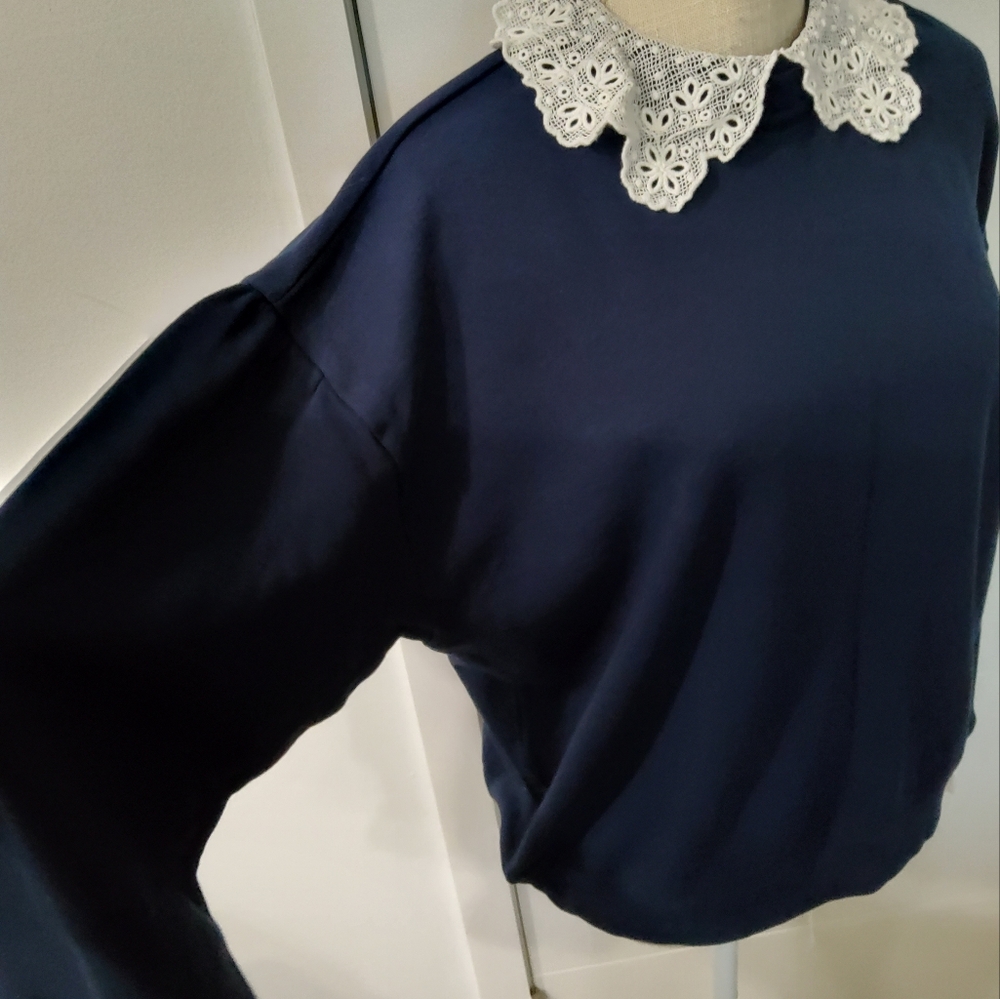 J.Crew Lace Collar Sweatshirt Size XL - Picture 8 of 11